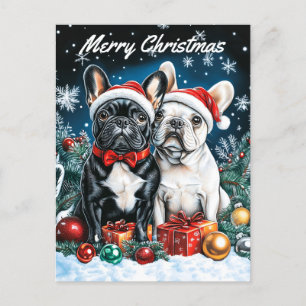French Bulldogs Christmas Holiday Postcard