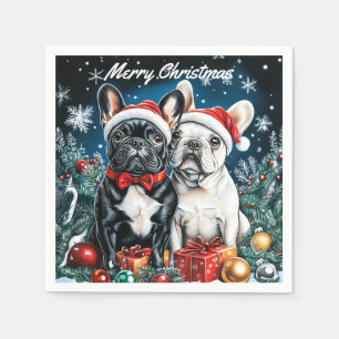 French Bulldogs Christmas Napkin