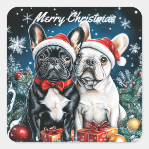 French Bulldogs Christmas Square Sticker