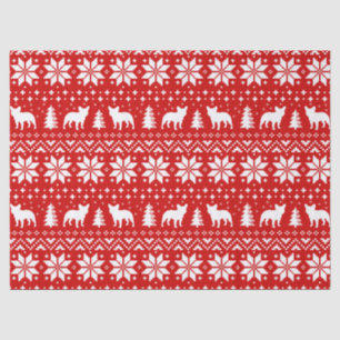 French Bulldogs Christmas Sweater Style Pattern Tissue Paper