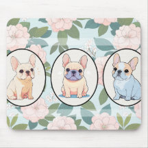 French Bulldogs classic flowers background