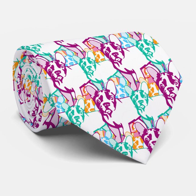French Bulldogs colourful Tie (Rolled)