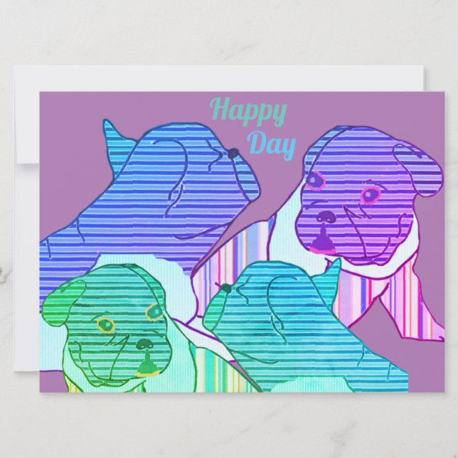 French Bulldogs Comic French Bulldog Card (Front)