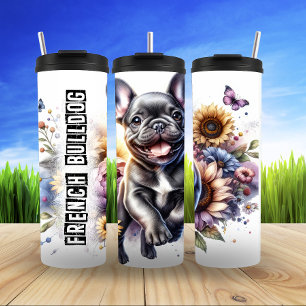 French Bulldog's Floral Fun Thermal Tumbler