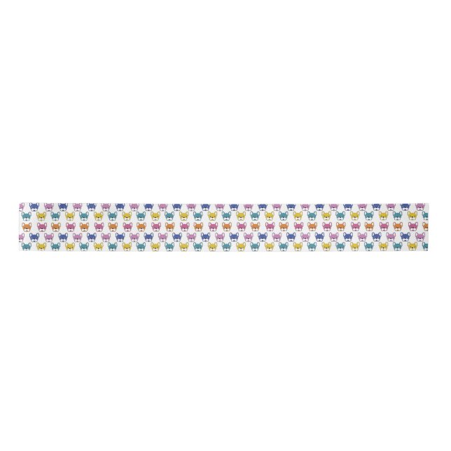 French Bulldogs Fun Animated Multicoloured Ribbon Satin Ribbon (Front)