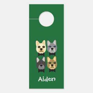 French Bulldogs Green Door Hanger