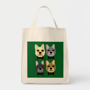 French Bulldogs Green Tote Bag