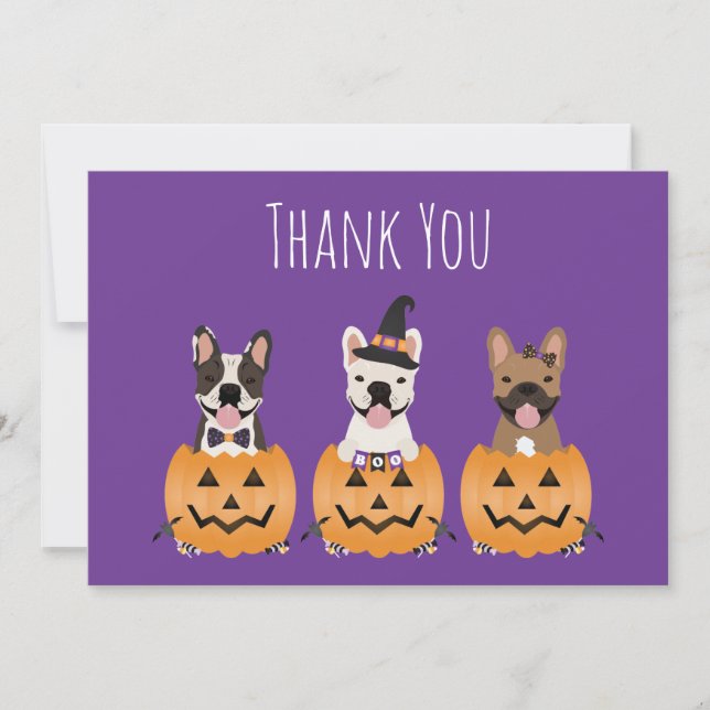 French Bulldogs Halloween Thank You Card (Front)
