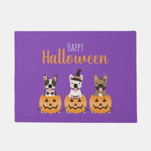 French Bulldogs Happy Halloween Doormat