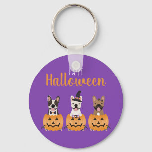 French Bulldogs Happy Halloween Key Ring