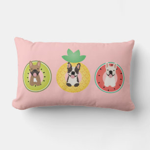 French Bulldogs In Fruit Pool Floats Lumbar Cushion