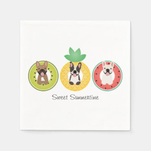 French Bulldogs In Fruit Pool Floats Napkin