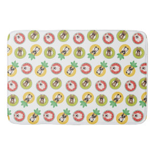 French Bulldogs In Fruit Pool Floats Pattern Bath Mat