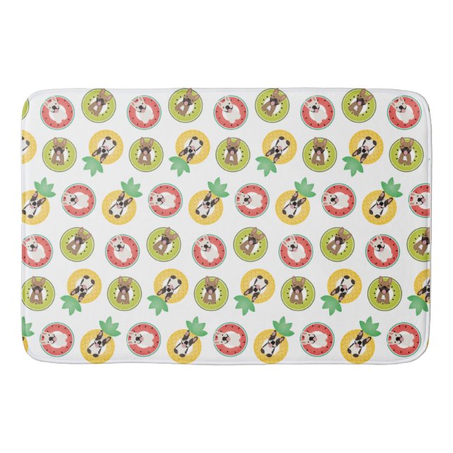 French Bulldogs In Fruit Pool Floats Pattern Bath Mat (Front)