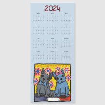 French Bulldogs Magnetic Calendar 2024