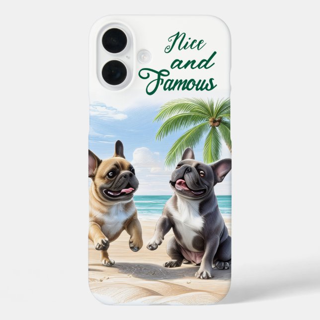 French Bulldogs on the beach on vacation Case-Mate iPhone Case (Back)