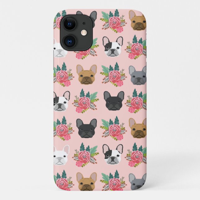 French Bulldogs Pink Floral Case-Mate iPhone Case (Back)