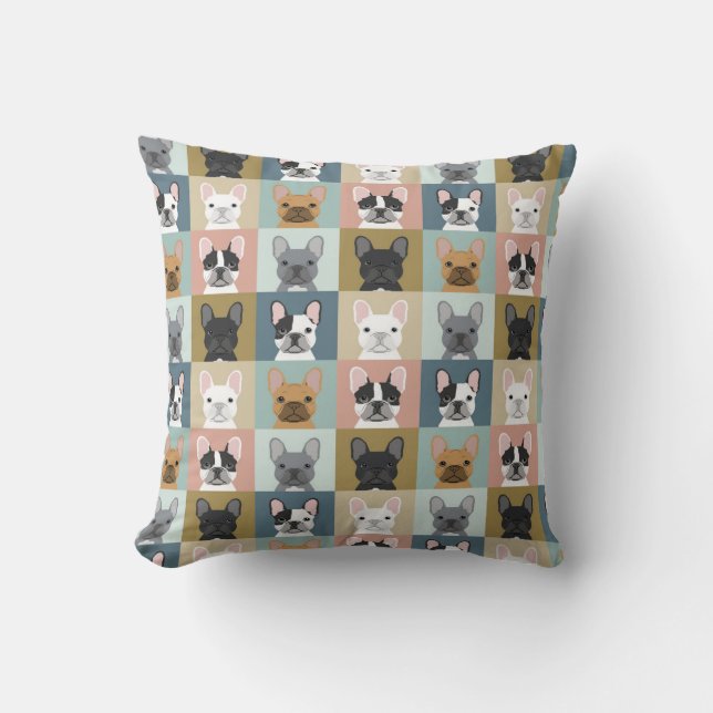 French Bulldogs portrait customisable dog gifts Cushion (Front)