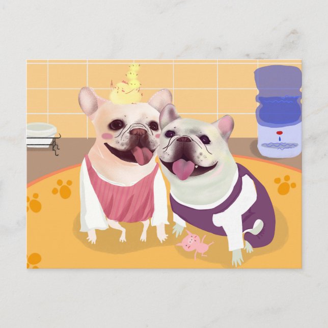 French Bulldogs Postcard (Front)