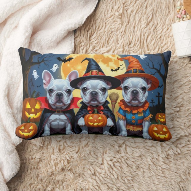 French Bulldogs Pumpkin Halloween Funny  Lumbar Cushion (Blanket)