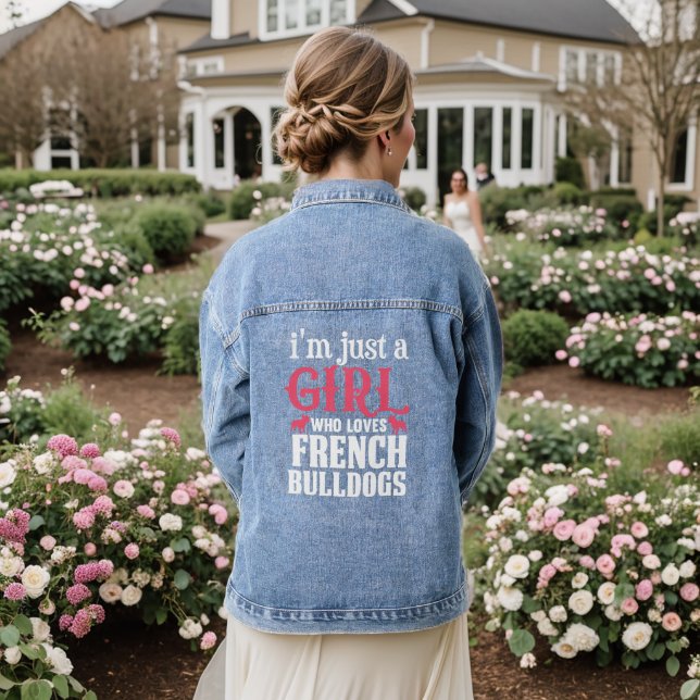French Bulldogs Quote  Denim Jacket (Wedding Back)