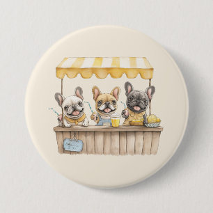 French Bulldogs Running A Lemonade Stand 7.5 Cm Round Badge