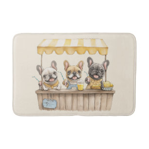 French Bulldogs Running A Lemonade Stand Bath Mat