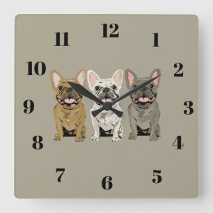 French Bulldogs Square Wall Clock