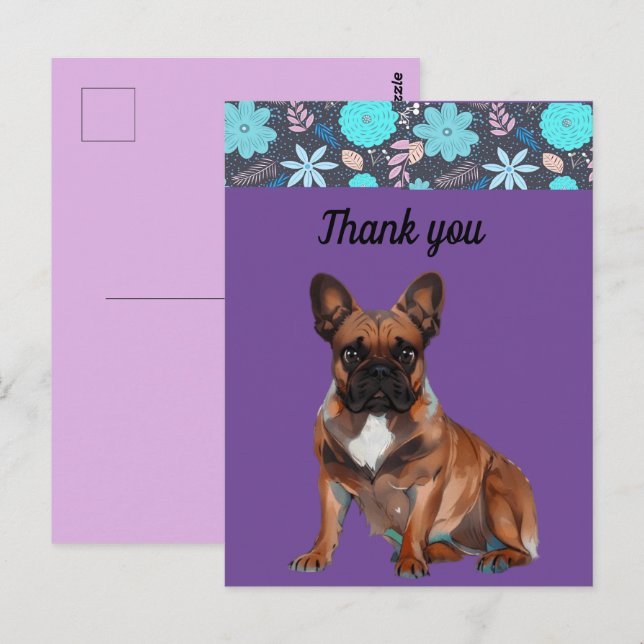 French Bulldogs thank you French Bulldog Postcard (Front/Back)