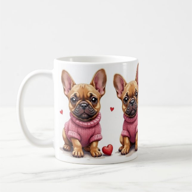 French Bulldogs Valentine's Day Coffee Mug (Left)