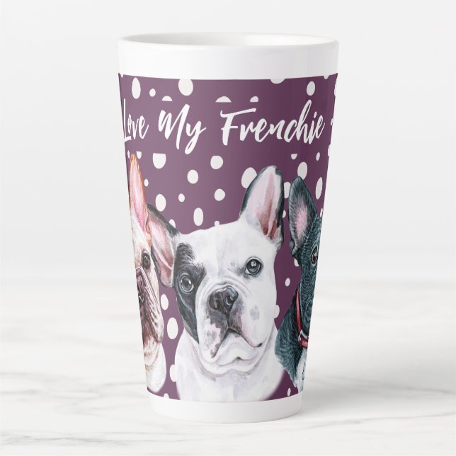 French Bulldogs watercolor Latte Mug (Front)