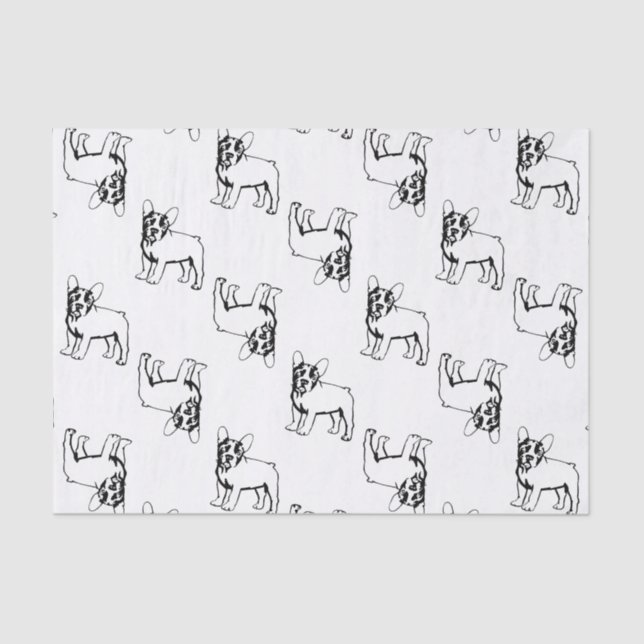 French Bulldogs white and black Tissue Paper (Front)