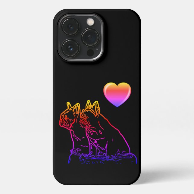 French Bulldogs with Heart French Bulldog iPhone Case (Back)