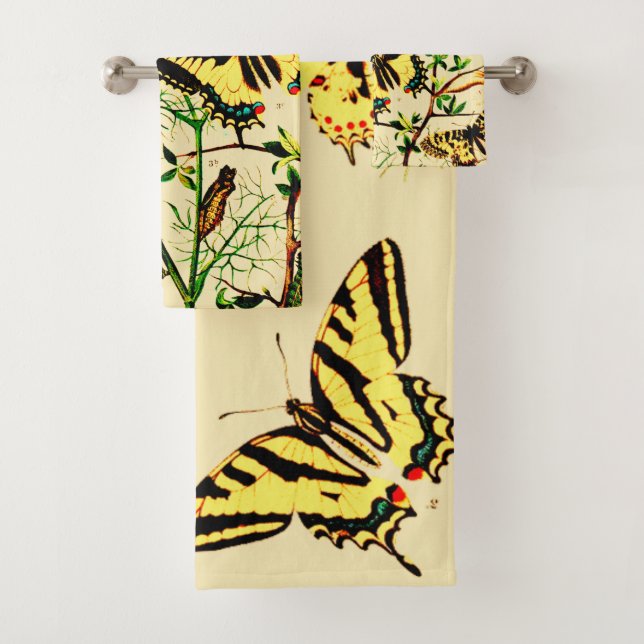 French Butterflies Bath Towel Set (Insitu)
