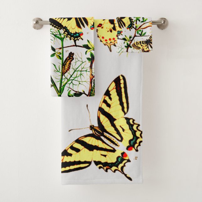 French Butterflies Bath Towel Set (Insitu)