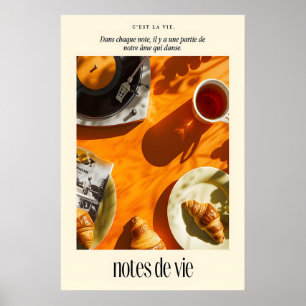 French Cafe Art Print Afternoon Music, Coffee, and