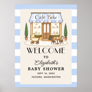 French Cafe Bébé Boy Baby Shower Welcome Sign