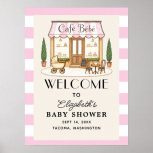 French Cafe Bébé Girl Baby Shower Welcome Sign