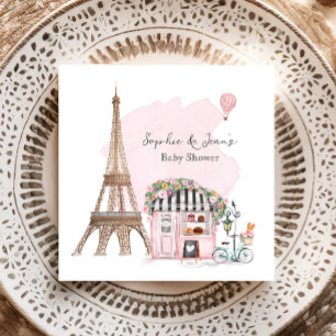 French Cafe Bonjour Bebe Paris Tea Baby Shower  Napkin