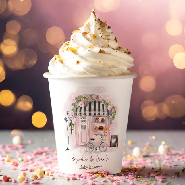 French Cafe Bonjour Bebe Paris Tea Baby Shower  Paper Cups (Creator Uploaded)