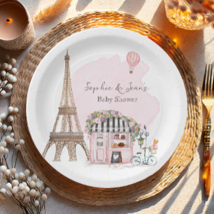 French Cafe Bonjour Bebe Paris Tea Baby Shower Paper Plate