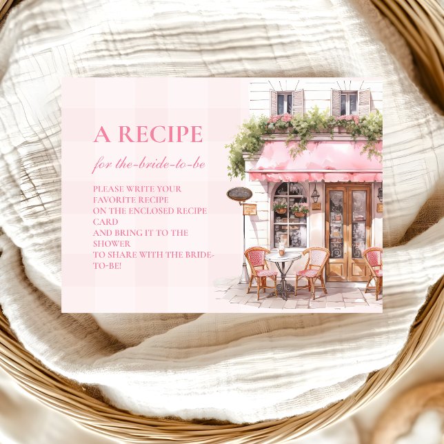French Cafe Bridal Shower Recipe Enclosure Card (Creator Uploaded)