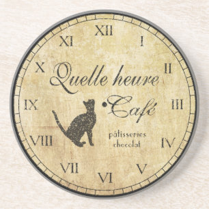 French Cafe Clock Coaster