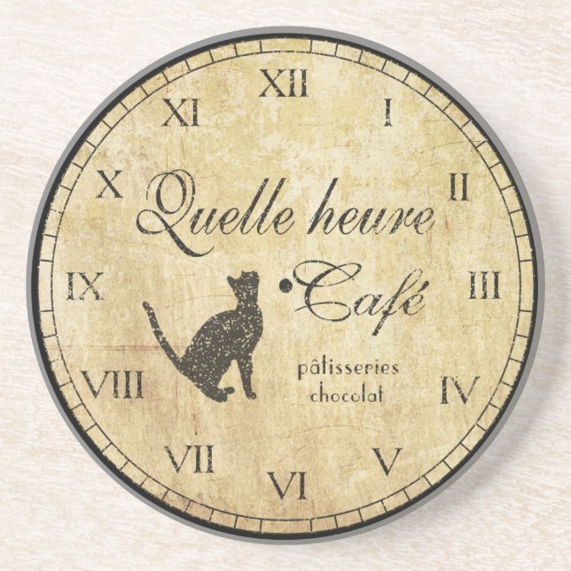 French Cafe Clock Coaster (Front)