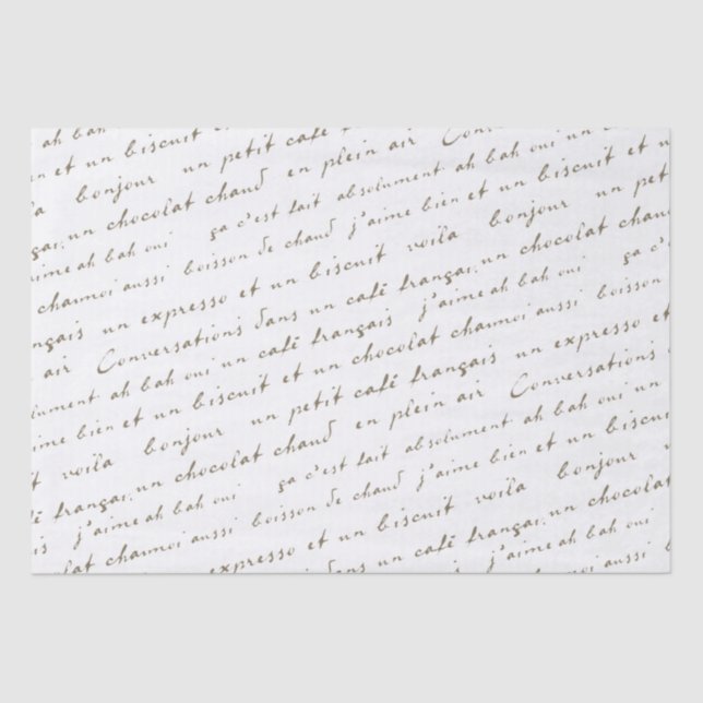 French Café Conversations Sepia Words and Phrases  Tissue Paper (Front)