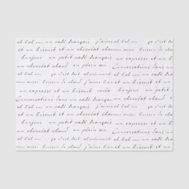 French Café Conversations Sepia Words and Phrases Tissue Paper (Front)