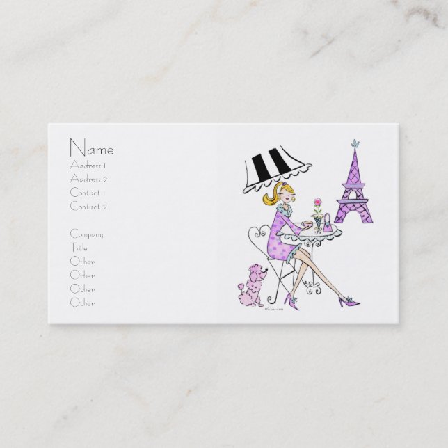 French Cafe Girl Business Cards (Front)