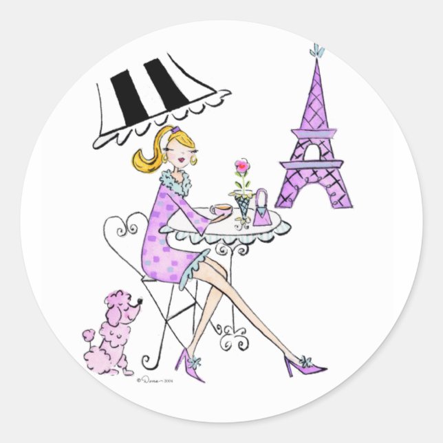 French Cafe Girl Stickers (Front)