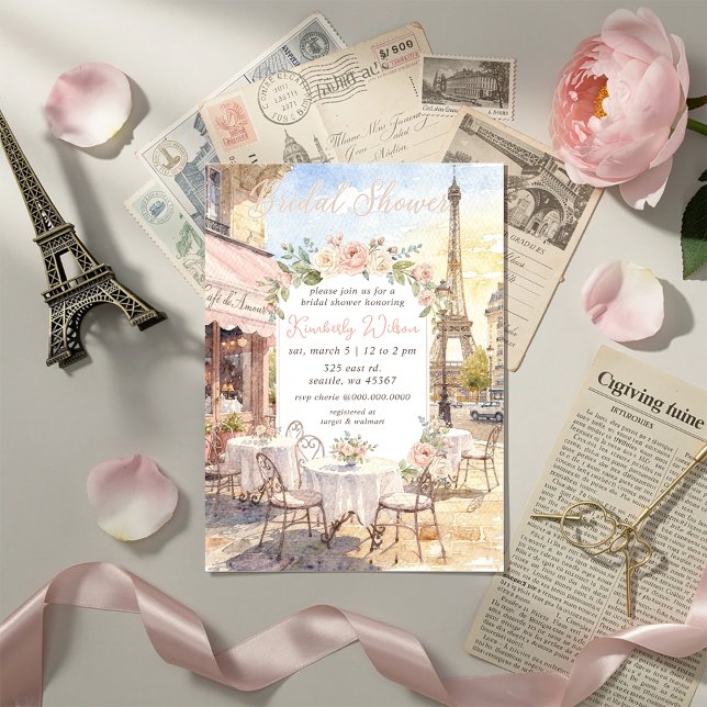 French Cafe Paris Theme Eiffel Tower Bridal Shower Invitation (French Cafe Paris Theme Eiffel Tower Bridal Shower Invitation)