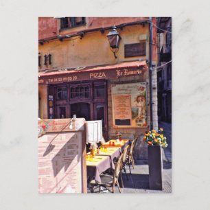French cafe scene postcard